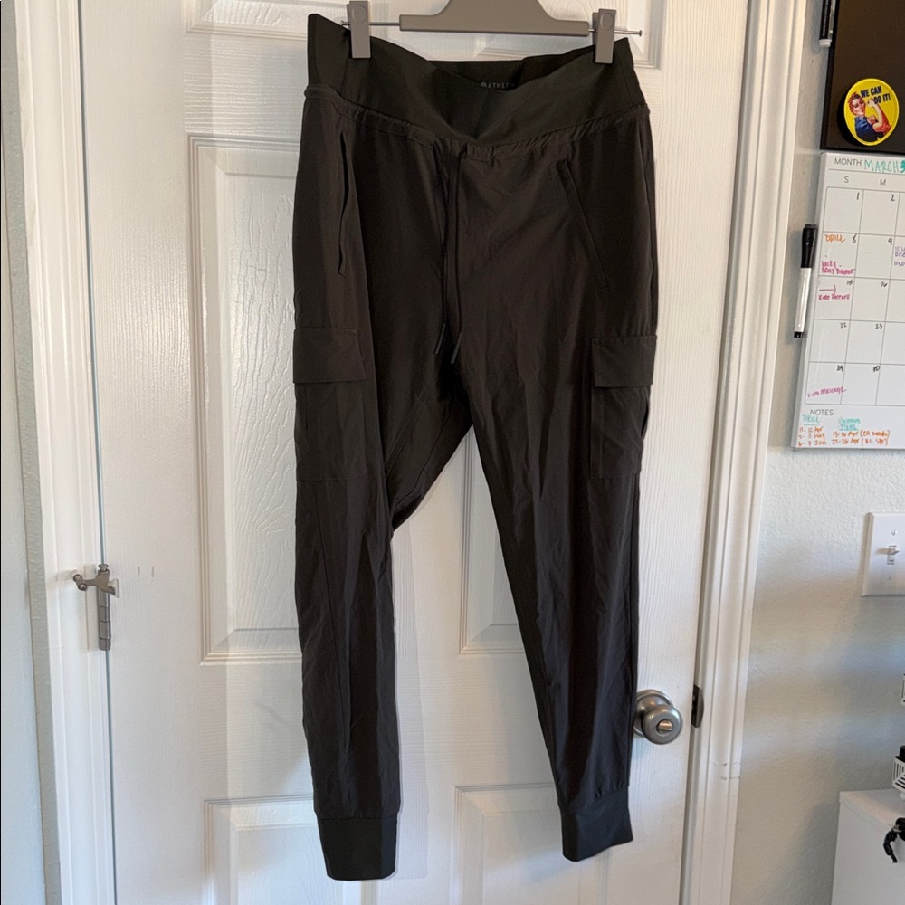 Olive Cargo Jogger Pants - Drawstring Waist